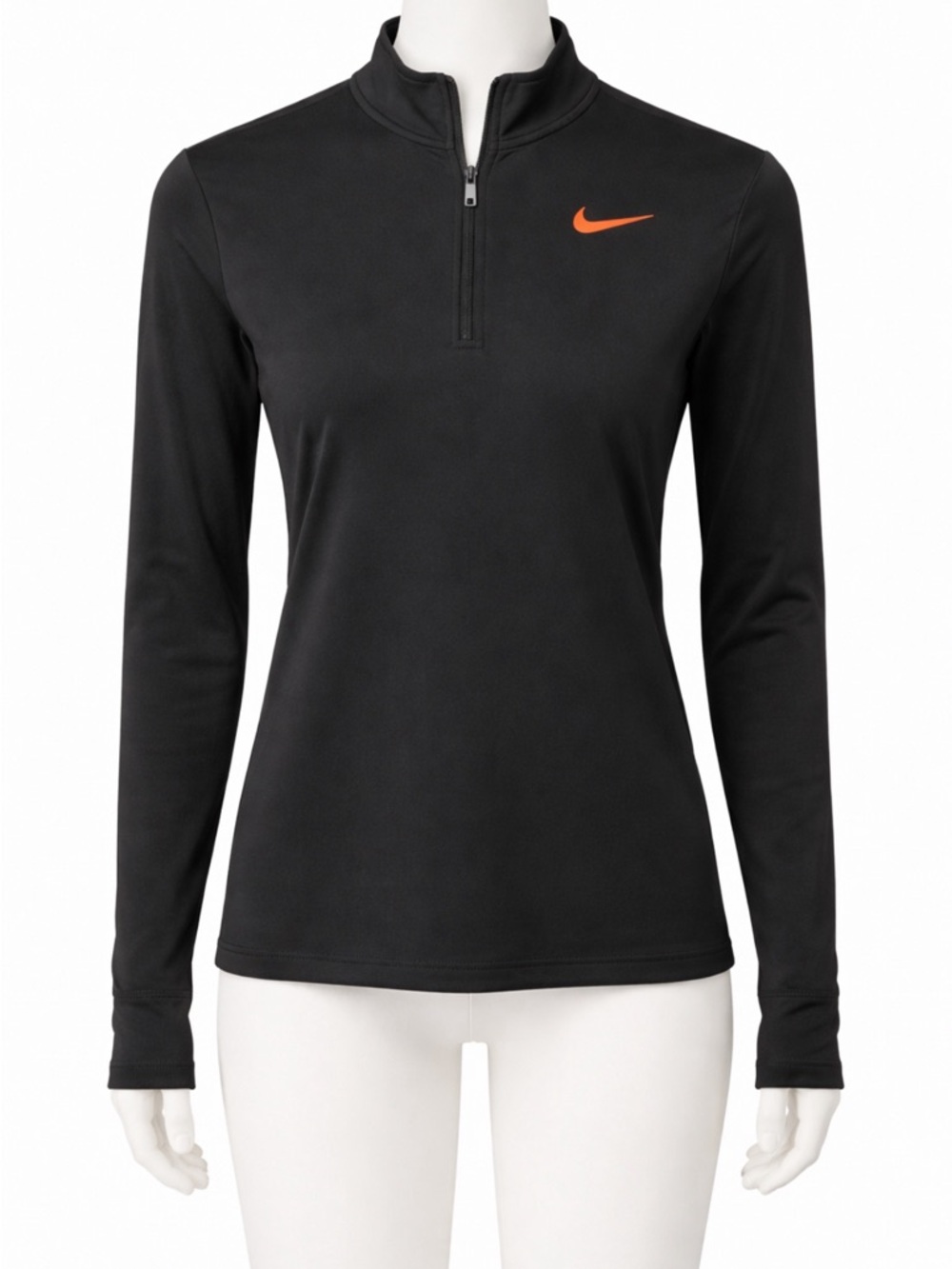 Nike Dri-Fit Black Half Zip Pullover Women’s Athletic Top Red Swoosh